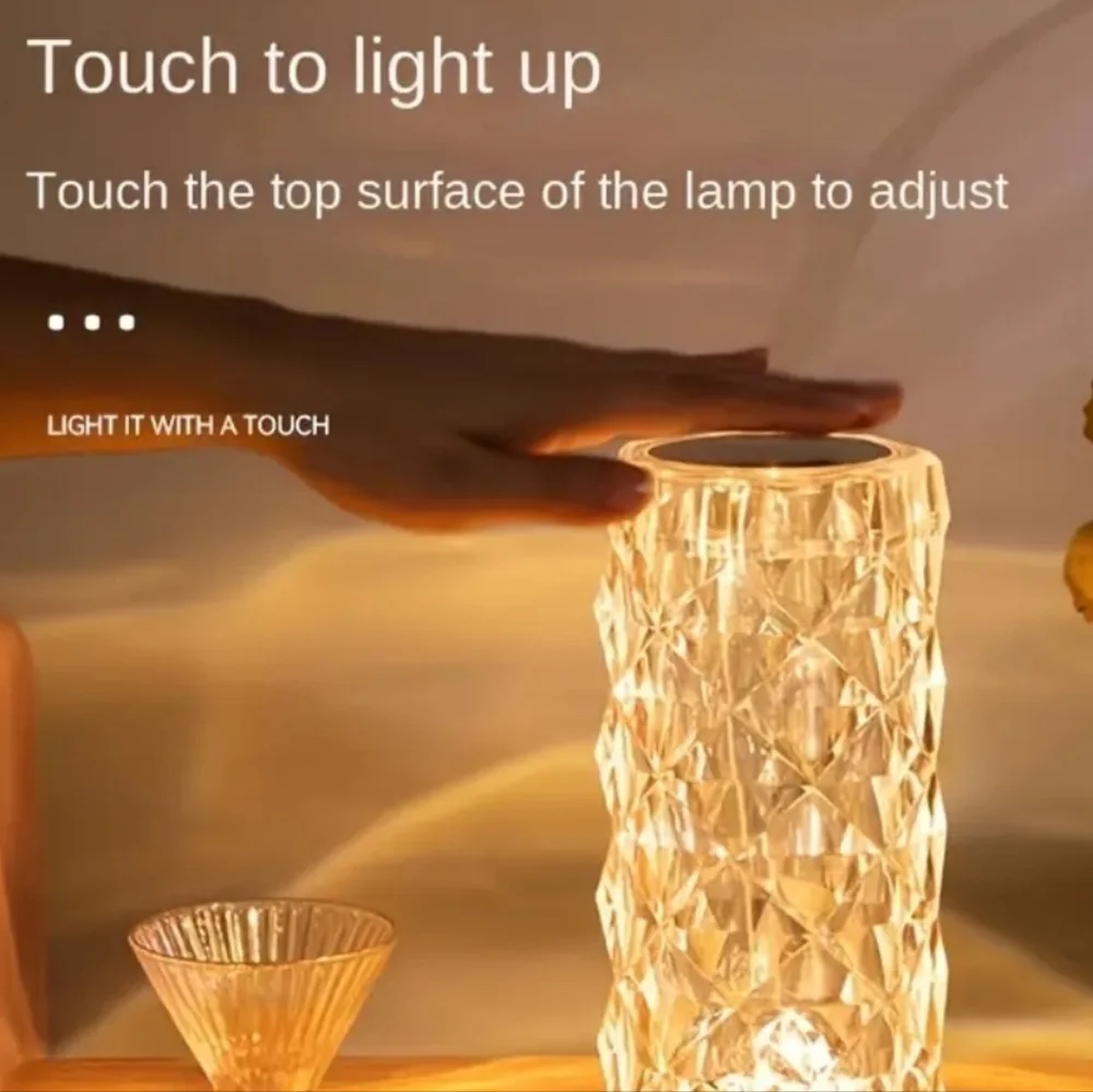 Sale NWT Touch Sensing Table Lamp, Crystal Light, 16 Colors, USB